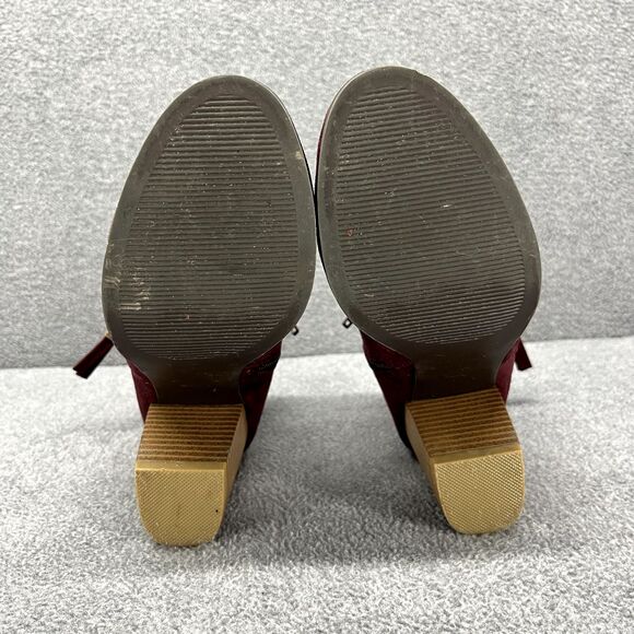 Apt 9 Boots Womens 5.5 Med Burgundy Red Wine Maroon Booties Block Heels - Picture 13 of 14